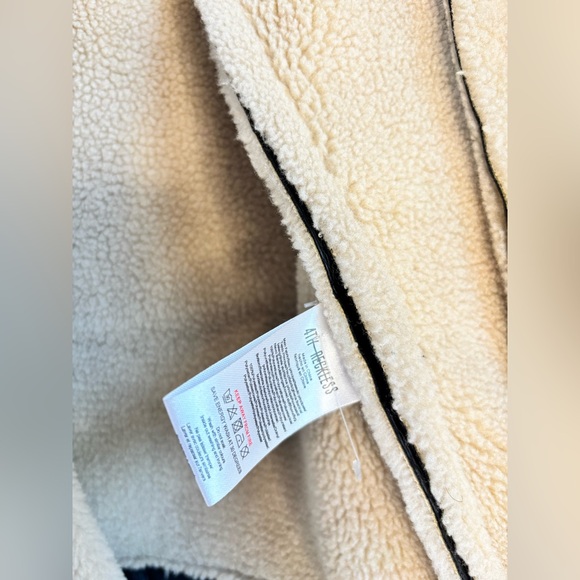 Black and Cream Faux Leather Jacket - Picture 9 of 9